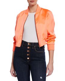 Alice   Olivia Duke Raglan-Sleeve Cropped Reversible Bomber Jacket at Neiman Marcus